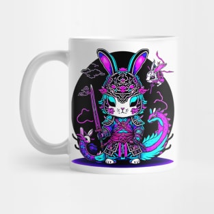 Rabbit Warrior And Dragons Mug